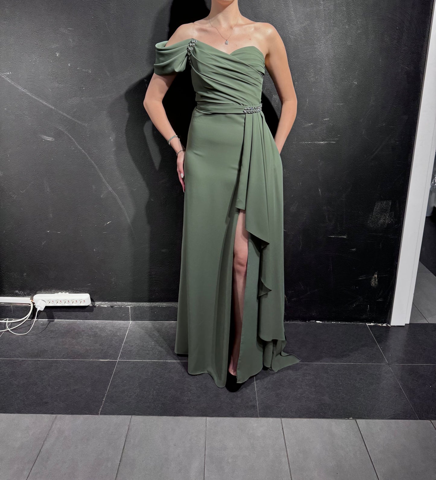Draped Satin Abaya Dress