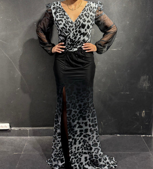 Degraded Leopard Print Dress | Wedding, Engagement, Special Occasions | 50% Off | 2025 Collection 